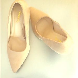 Beige Block Heel Pumps - New